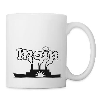 Ein dampfendes Moin - Schaufelrad dampft MOIN - Tasse - Weiß - Rechts