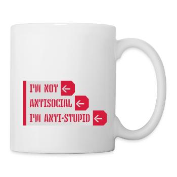 not antisocial anti stupid - Tasse - Weiß - Rechts