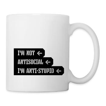 not antisocial anti stupid - Tasse - Weiß - Rechts