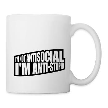 not antisocial anti stupid - Tasse - Weiß - Rechts