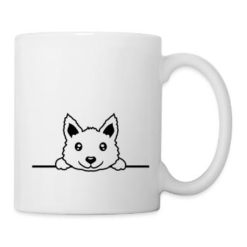 Braver Hund hinter Mauer - Tasse - Weiß - Rechts
