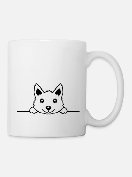 Braver Hund hinter Mauer - Tasse - Weiß