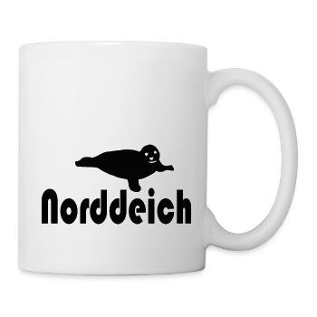 Norddeich mit Seerobbe - Tasse - Weiß - Rechts