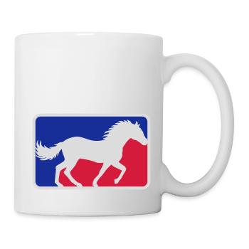 Cheval de sport rouge bleu - Mug blanc - blanc - Droite