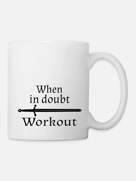 When in doubt work out motto black - Mug - white