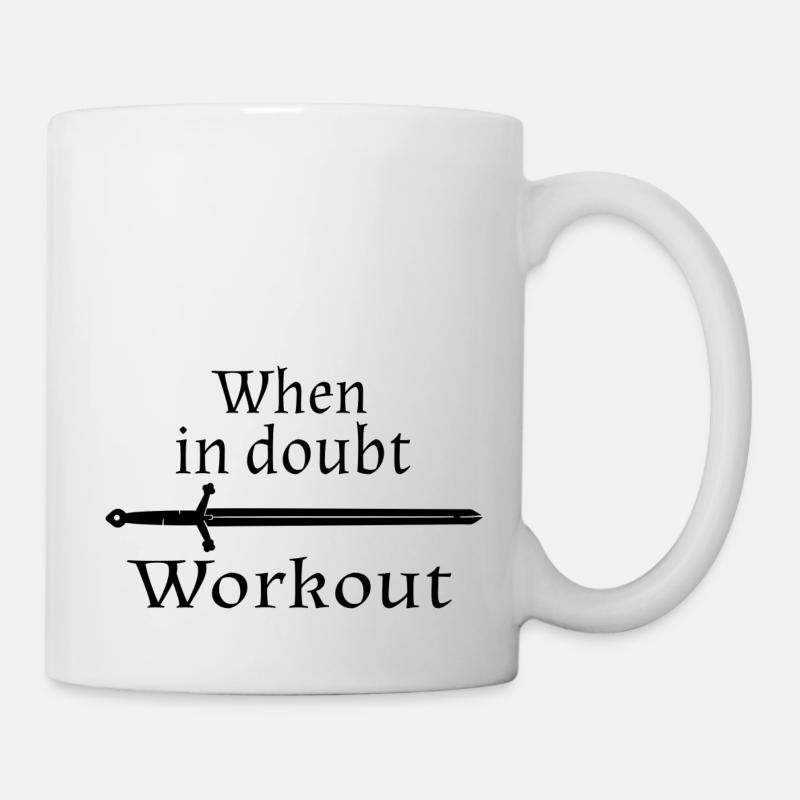 When in doubt work out motto black - Mug - white