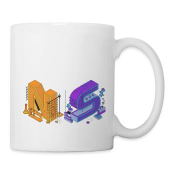 NaruSasu steampunk letters in purple and orange - Mug - white - Right
