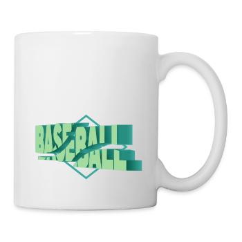 Baseball 3D Schrift Baseballer Spieler Fan Sport - Tasse - Weiß - Rechts