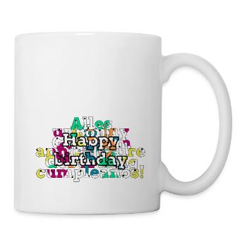 Herzlichen Glückwunsch zum Geburtstag mit Texten in verschiedenen Sprachen - Tasse - Weiß - Rechts