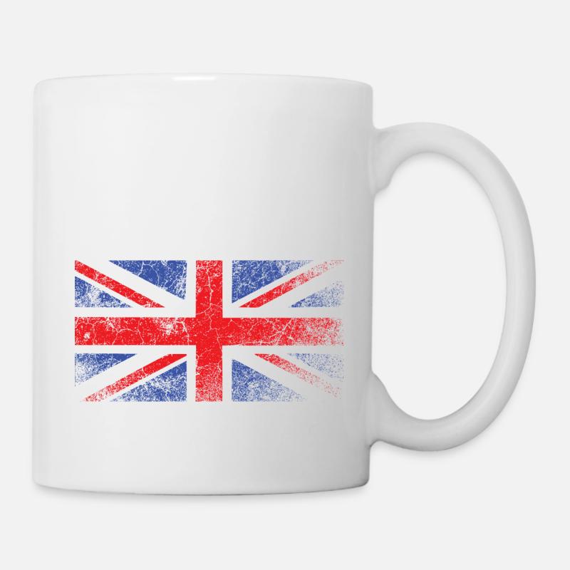 Vintage British Flag, Grunge Union Jack - Mug - white