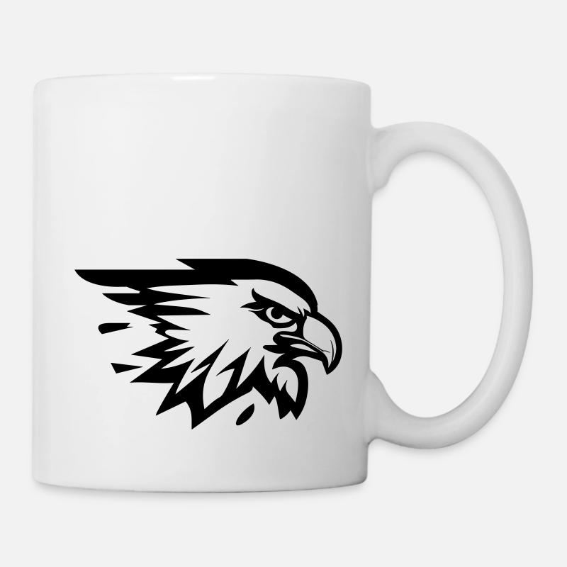 Adlerkopf mit Flügel im Profil - Tasse - Weiß