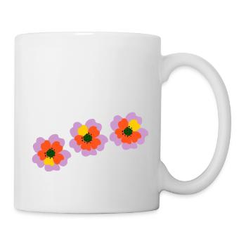 Fleurs en rose, rouge et jaune - Mug blanc - blanc - Droite