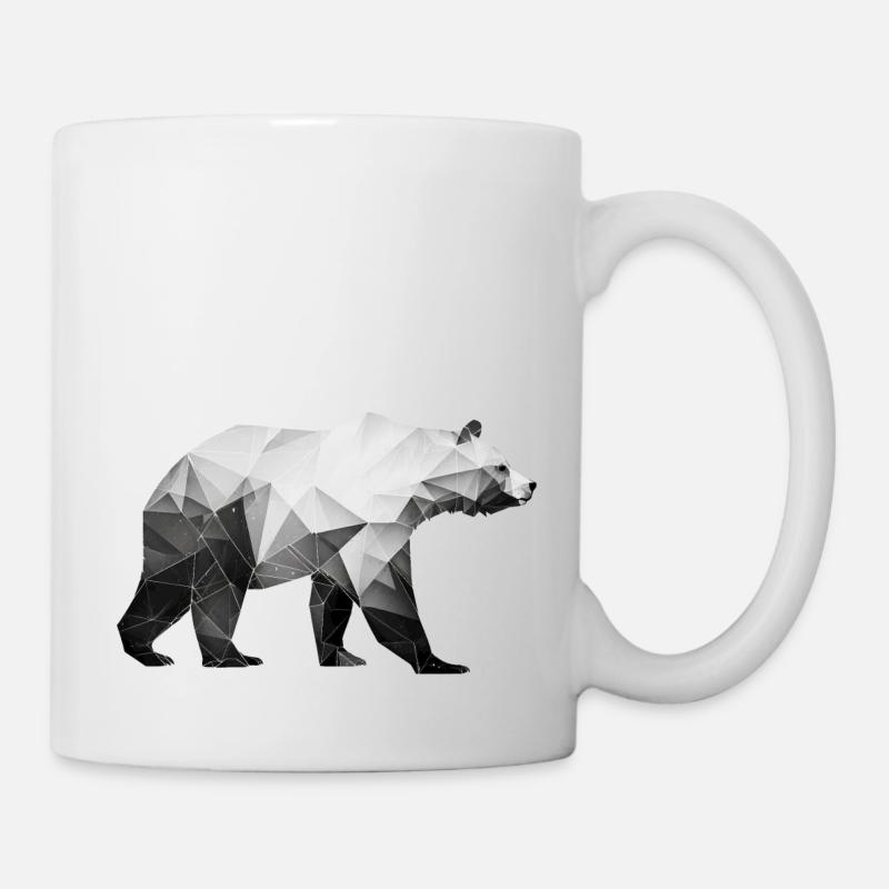 Ours polygone en noir et blanc - Art géométrique - Mug blanc - blanc