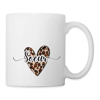 sœur coeur léopard tendance - Mug blanc - blanc - Droite
