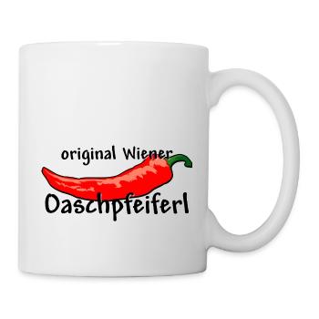 original Wiener Oaschpfeifferl - Pfefferoni - Tasse - Weiß - Rechts