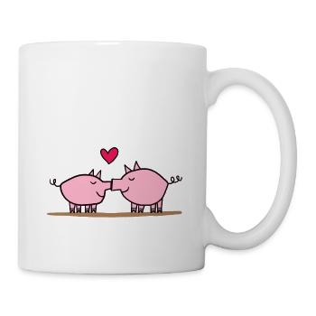 Pig kiss, kissing pigs - Mug - white - Right