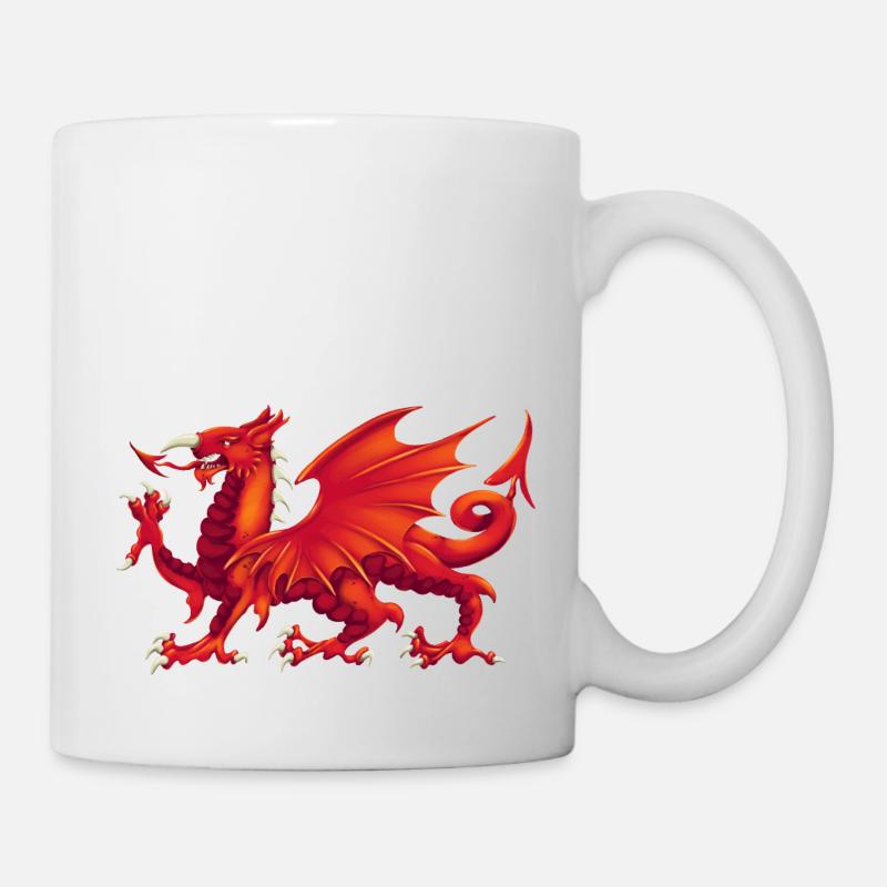 Welsh Dragon - Y Ddraig Goch - Mug - white