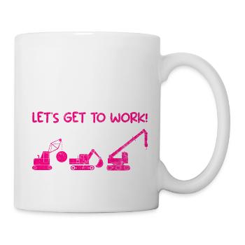 Bagger Baustelle Bauarbeiterin Mädchen I Geschenk - Tasse - Weiß - Rechts