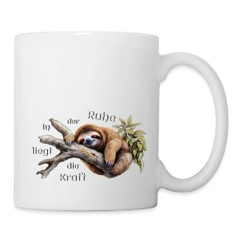 In der Ruhe liegt die Kraft! Faultier Geschenkidee - Tasse - Weiß - Rechts