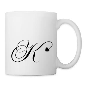 Letter k heart calligraphy - Mug - white - Right