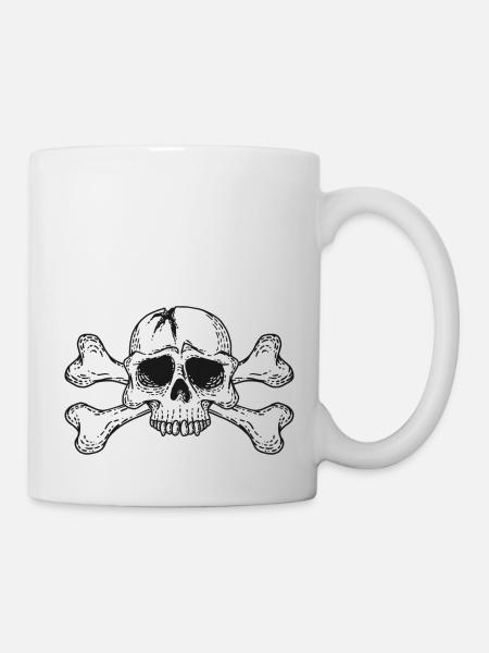 skull with bones - Mug - white