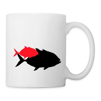 fisch piranha silhouette - Tasse - Weiß - Rechts