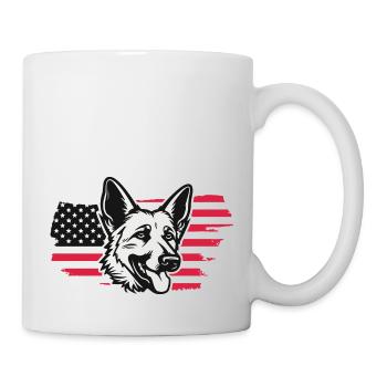 German Shepherd American Flag - Tasse - Weiß - Rechts