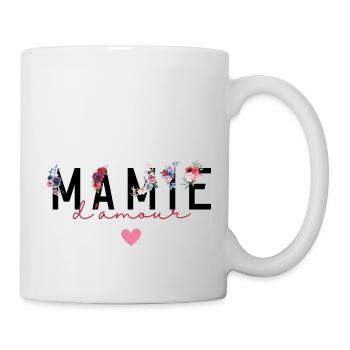 Mamie d’amour fleurs- idée cadeau mamie - Mug blanc - blanc - Droite