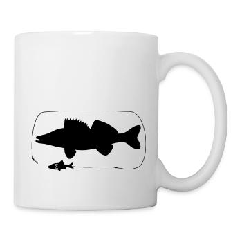 Zander mit Naturköder - Tasse - Weiß - Rechts