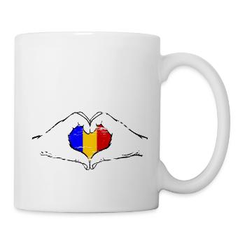 Drapeau de la Roumanie en forme de coeur utilisé - Mug blanc - blanc - Droite