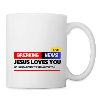 BREAKING NEWS JESUS T'AIME - JESUS LOVES YOU - Mug blanc - blanc - Droite
