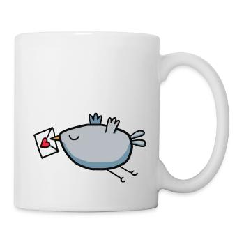 Vogel mit Liebesbrief - Tasse - Weiß - Rechts