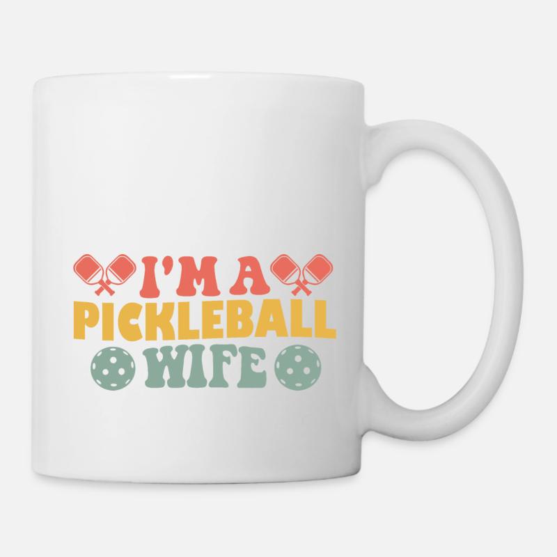 Ich bin eine Pickleball-Ehefrau Vintage Groovy - Tasse - Weiß