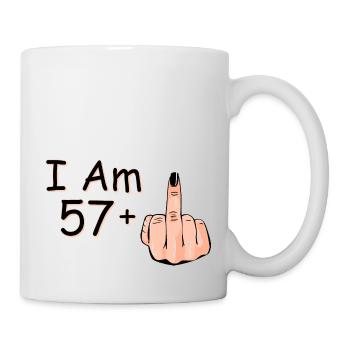 J’ai 57 ans + 1 majeur Je suis 57 ans et plus, - Mug blanc - blanc - Droite