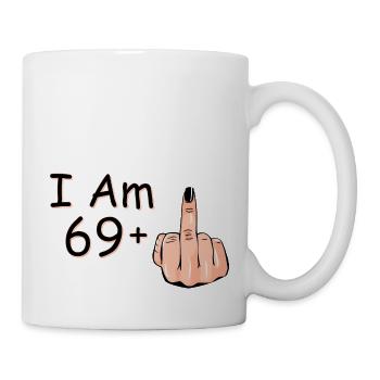 J’ai 69 ans + 1 majeur Je suis 69 ans Plus, - Mug blanc - blanc - Droite