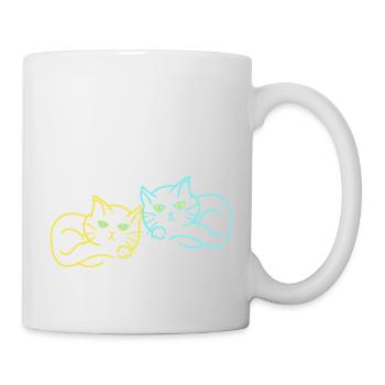 Retro Katzen müde 80er 90er Vintage Katze - Tasse - Weiß - Rechts