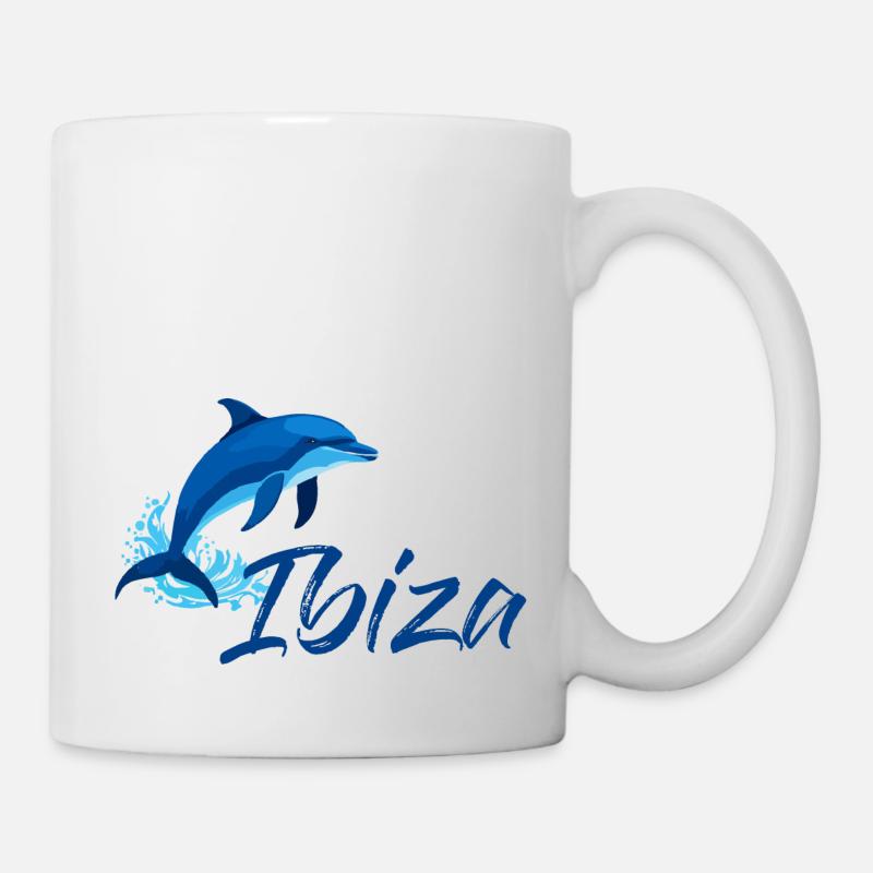 Ibiza Urlaub mit Delfin - Tasse - Weiß