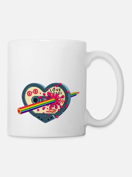 Pride Month LGBTQAI Vintage Kassette Regenbogen - Tasse - Weiß