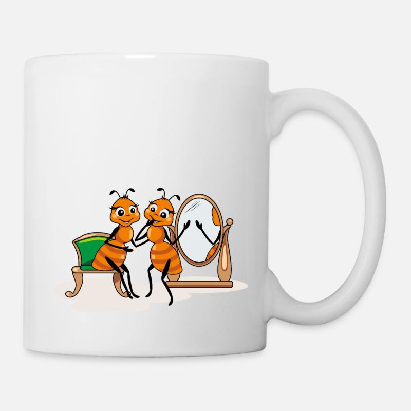 Cartoon happy ant girlfriends - Mug - white