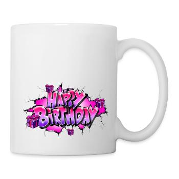 GRAFFITI HAPPY BIRTHDAY - Mug blanc - blanc - Droite
