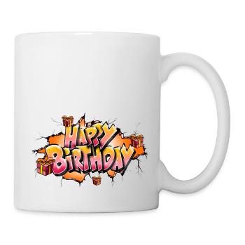 GRAFFITI HAPPY BIRTHDAY ORANGE - Tasse - Weiß - Rechts