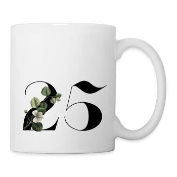 Number 25 Floral Green -25th Floral Birthday - Mug - white - Right