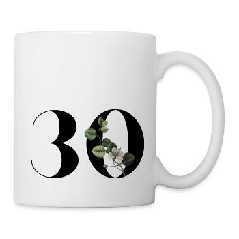 Numéro 30 floral vert - 30e anniversaire floral - Mug blanc - blanc - Droite