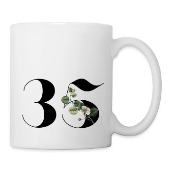 Numéro 35 floral vert - 35e anniversaire floral - Mug blanc - blanc - Droite