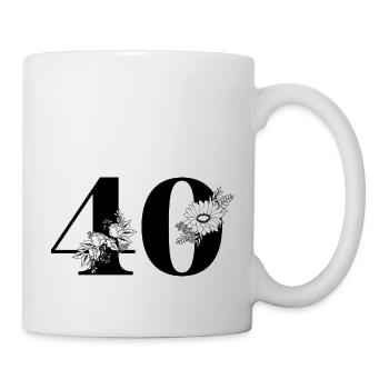 Number 40 Black Floral - 40th Floral Birthday - Mug - white - Right