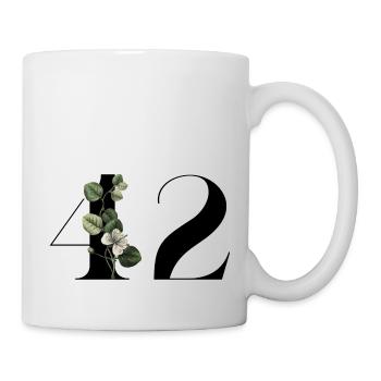Number 42 Floral Green - 42nd Floral Birthday - Mug - white - Right