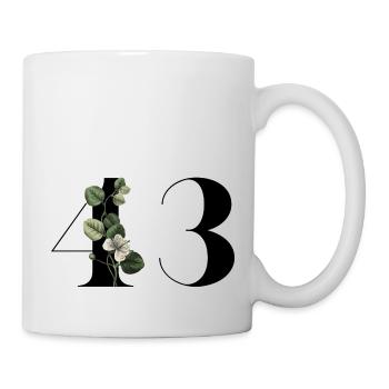 Nummer 43 Blumengrün - 43. Blumengeburtstag - Tasse - Weiß - Rechts