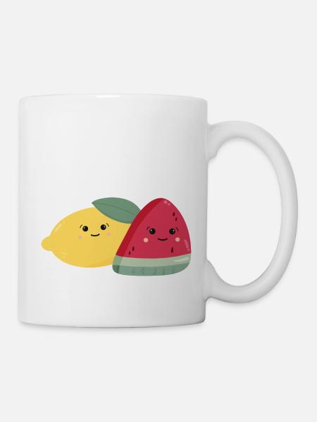 Kawaii Zitrone & Melone - Tasse - Weiß