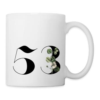 Nummer 53 Blumengrün - 53. Blumengeburtstag - Tasse - Weiß - Rechts