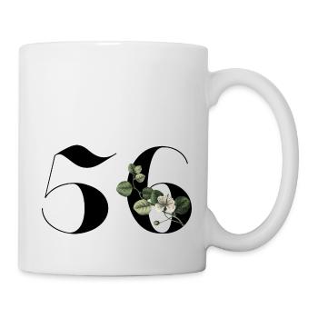 Nummer 56 Blumengrün - 56. Blumengeburtstag - Tasse - Weiß - Rechts